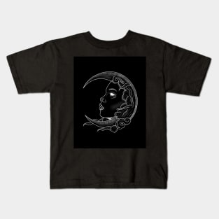 Mystical Moon Symbol with Womans Face Kids T-Shirt